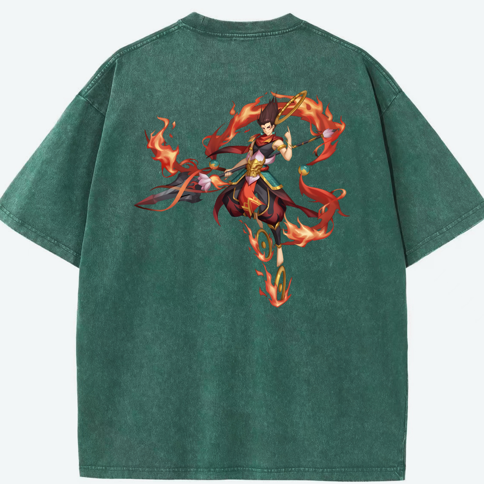 （画像用） Ne Zha 2 ナタ 魔童の大暴れ 綿100% ヴィンテージ風 半袖Tシャツ（背面プリント）